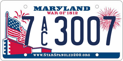 MD license plate 7AC3007