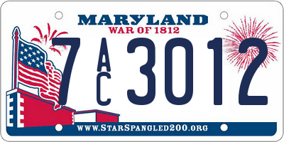 MD license plate 7AC3012