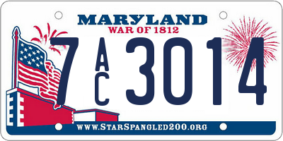 MD license plate 7AC3014