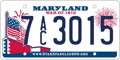 MD license plate 7AC3015
