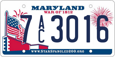 MD license plate 7AC3016