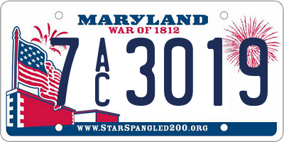 MD license plate 7AC3019