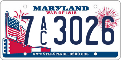 MD license plate 7AC3026