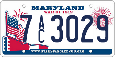MD license plate 7AC3029