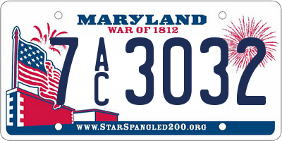 MD license plate 7AC3032