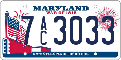 MD license plate 7AC3033