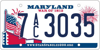 MD license plate 7AC3035