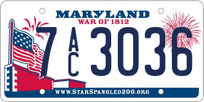 MD license plate 7AC3036