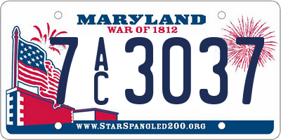 MD license plate 7AC3037