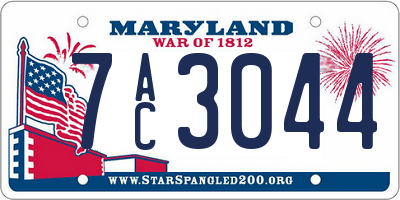 MD license plate 7AC3044