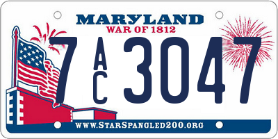MD license plate 7AC3047