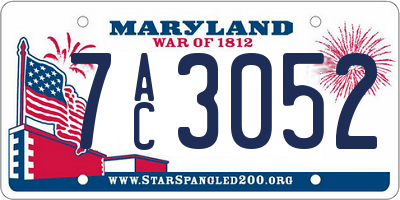 MD license plate 7AC3052