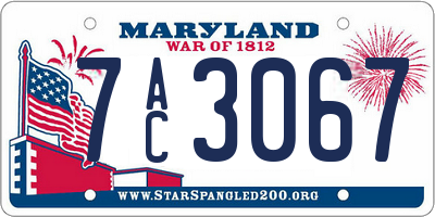 MD license plate 7AC3067