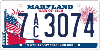 MD license plate 7AC3074