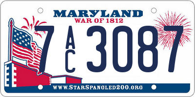 MD license plate 7AC3087