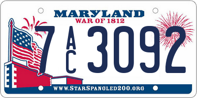 MD license plate 7AC3092