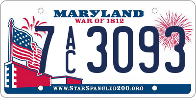 MD license plate 7AC3093