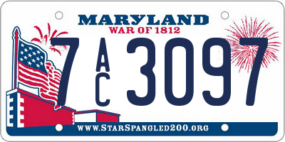 MD license plate 7AC3097