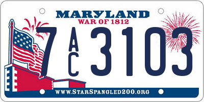 MD license plate 7AC3103
