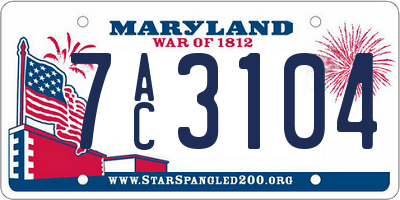 MD license plate 7AC3104