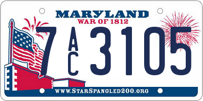 MD license plate 7AC3105