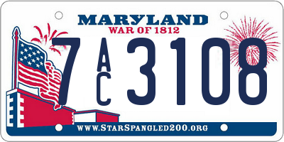 MD license plate 7AC3108