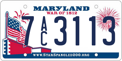 MD license plate 7AC3113