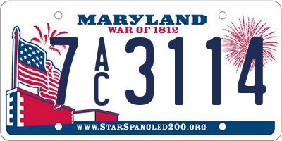 MD license plate 7AC3114