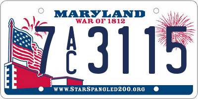 MD license plate 7AC3115