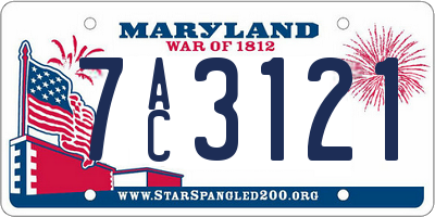 MD license plate 7AC3121