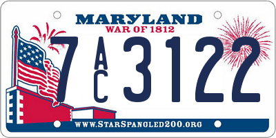 MD license plate 7AC3122