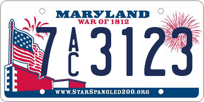 MD license plate 7AC3123