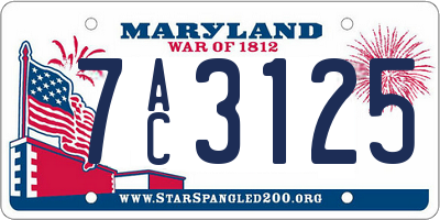 MD license plate 7AC3125