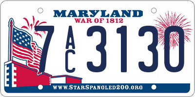 MD license plate 7AC3130