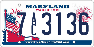 MD license plate 7AC3136
