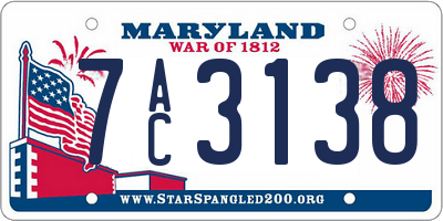 MD license plate 7AC3138