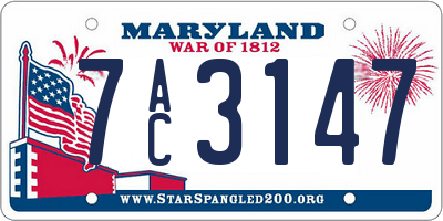 MD license plate 7AC3147