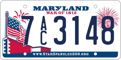 MD license plate 7AC3148