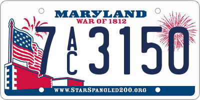 MD license plate 7AC3150