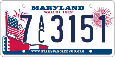 MD license plate 7AC3151