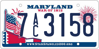 MD license plate 7AC3158