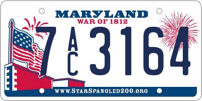 MD license plate 7AC3164