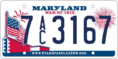 MD license plate 7AC3167