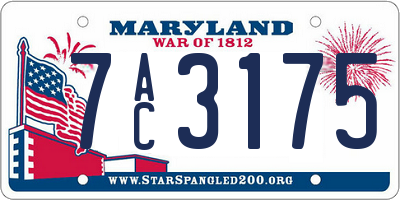MD license plate 7AC3175