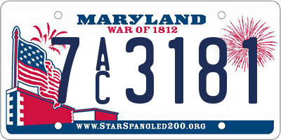 MD license plate 7AC3181