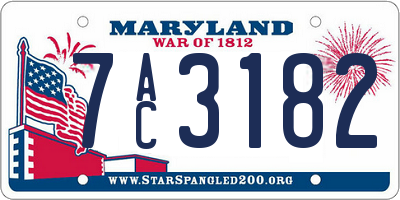 MD license plate 7AC3182