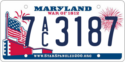 MD license plate 7AC3187