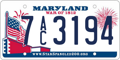 MD license plate 7AC3194