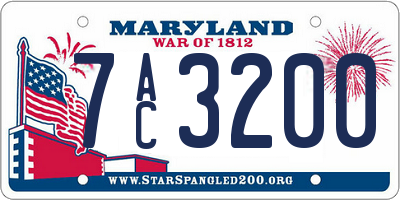 MD license plate 7AC3200