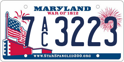 MD license plate 7AC3223